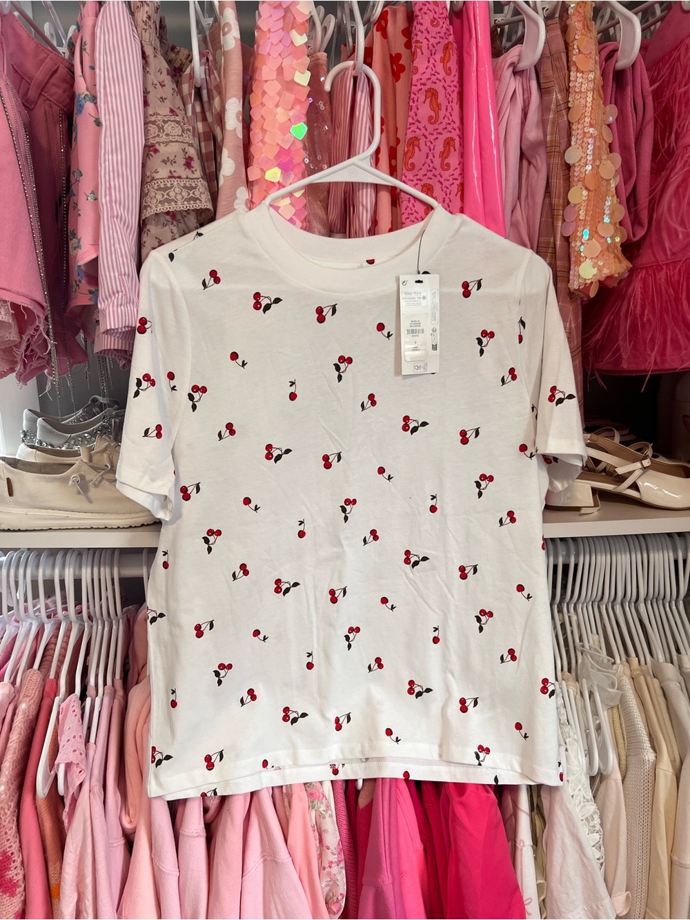White Cherry Print Tee - Brand Unspecified